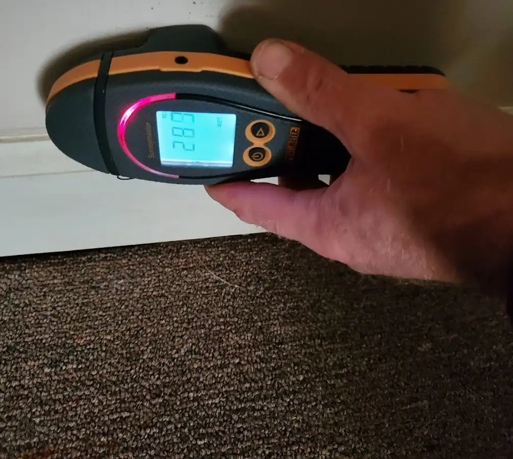 Moisture detection at baseboard during Burst Pipe Cleanup in Clarksburg